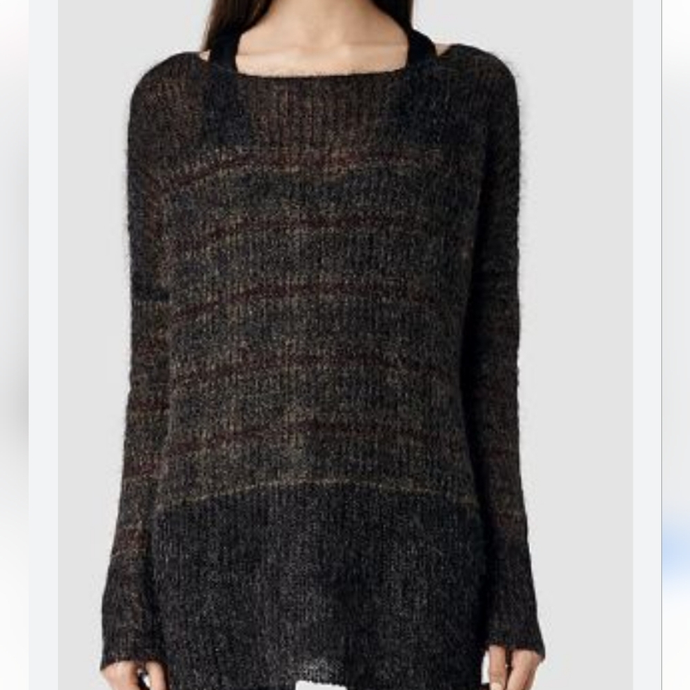 All Saints Kaff Striped Mohair Blend Jumper Sweater